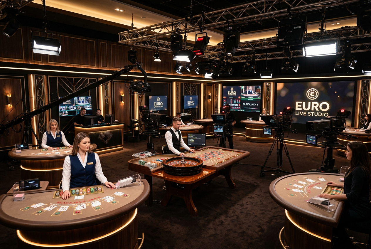 A luxury live casino studio environment